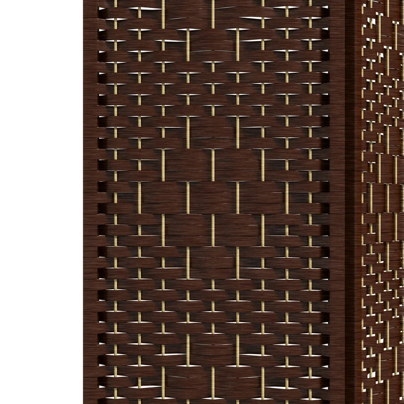Paravent séparateur de pièce pliable 4 panneaux 160 x 170 cm intimité modulable mobile et moderne épuré en bois marron 21_0001271