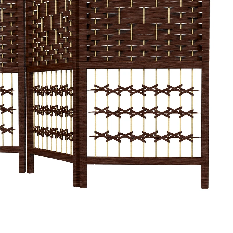 Paravent séparateur de pièce pliable 4 panneaux 160 x 170 cm intimité modulable mobile et moderne épuré en bois marron 21_0001271