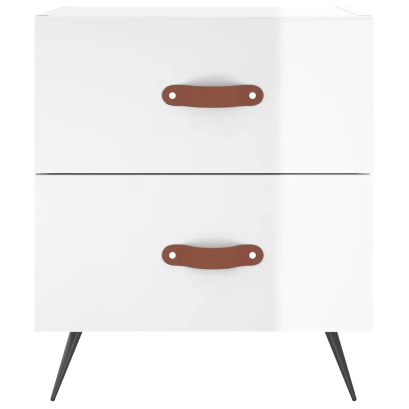 Table de chevet avec deux tiroirs 40 x 35 x 47,5 cm bois d’ingénierie blanc brillant DEC033463