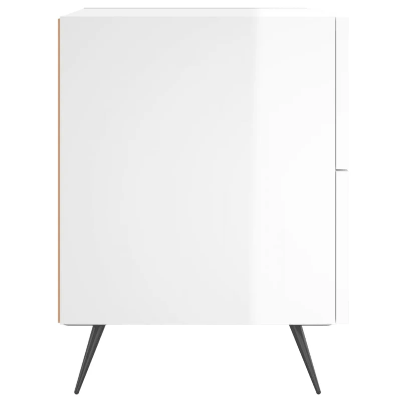 Table de chevet avec deux tiroirs 40 x 35 x 47,5 cm bois d’ingénierie blanc brillant DEC033463