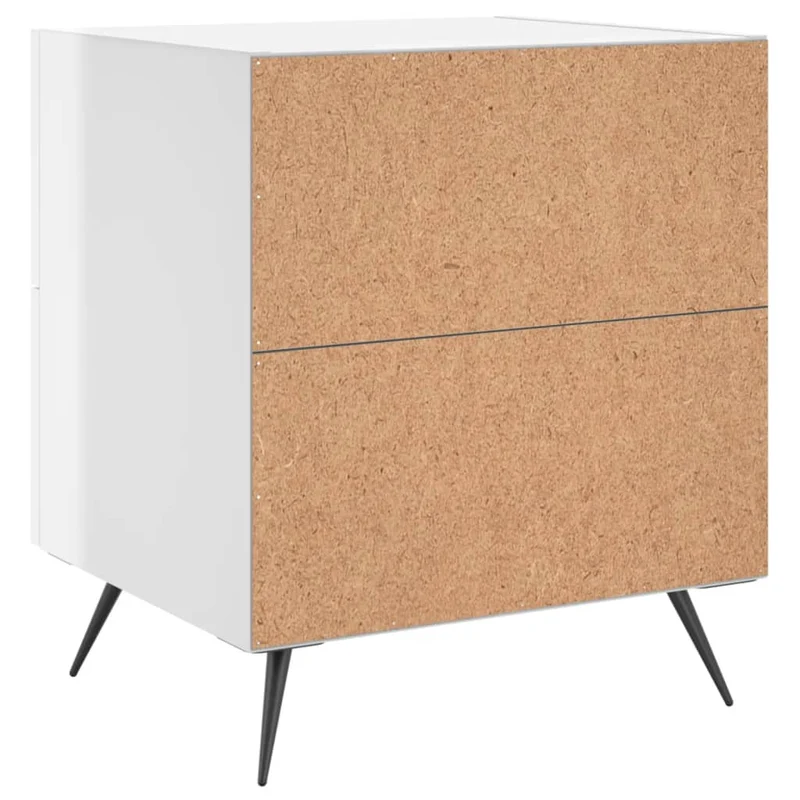 Table de chevet avec deux tiroirs 40 x 35 x 47,5 cm bois d’ingénierie blanc brillant DEC033463
