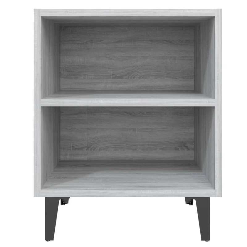 Table de chevet 2 étagères avec pieds en métal 40 x 30 x 50 cm bois d'ingénierie gris DEC033255