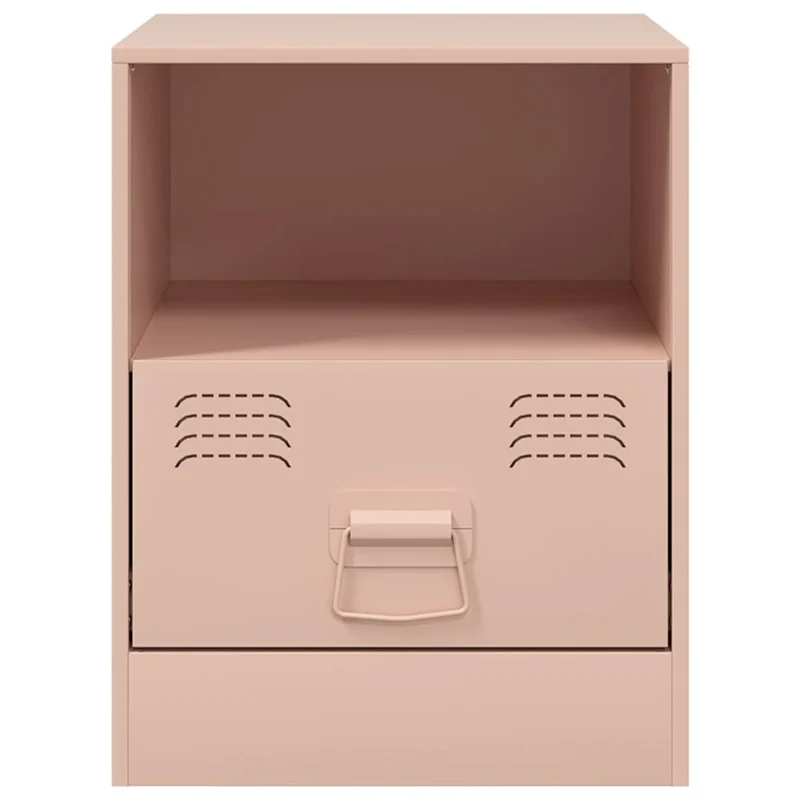 Table de chevet avec tiroir et étagère 34,5 x 39 x 44 cm acier rose DEC034548