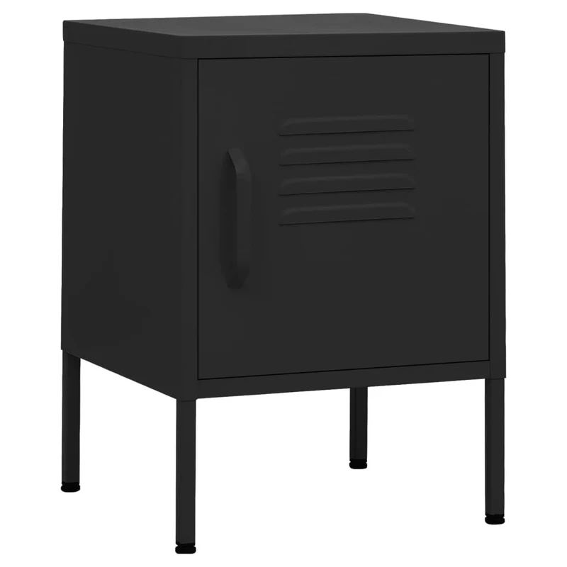 Table de chevet avec compartiment avec porte 35 x 35 x 51 cm acier noir DEC034362