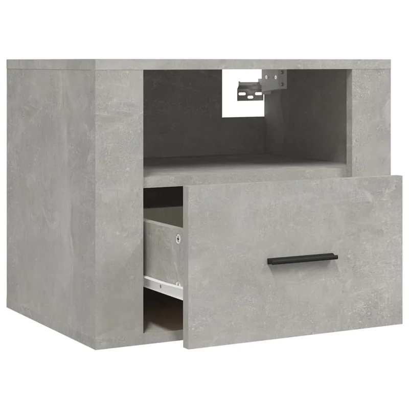 Table de chevet murale avec tiroir et compartiment ouvert 50 x 36 x 40 cm bois d'ingénierie gris DEC034303