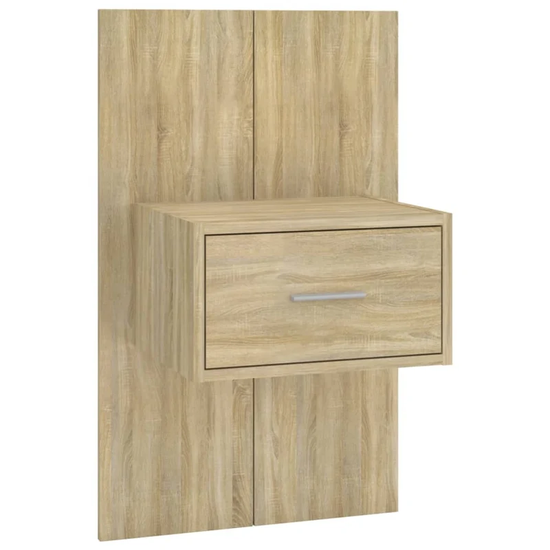 Table de chevet murale avec tiroir 48,5 x 32,5 x 80 cm en bois d'ingénierie couleur chêne DEC034279