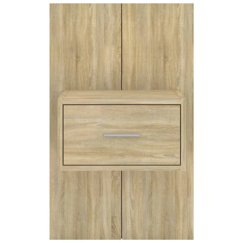 Table de chevet murale avec tiroir 48,5 x 32,5 x 80 cm en bois d'ingénierie couleur chêne DEC034279
