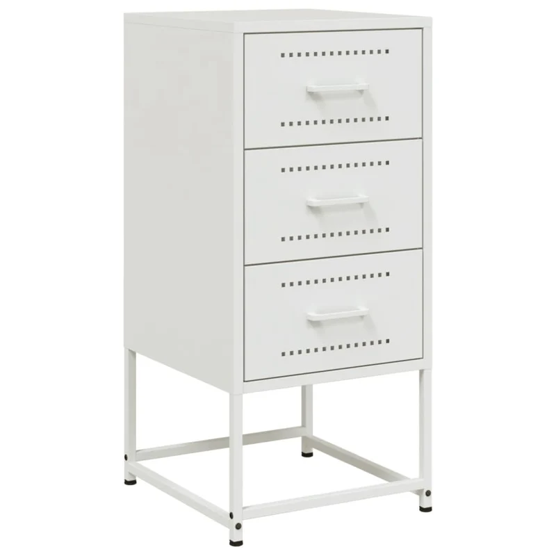 Table de chevet avec 3 tiroirs 36 x 39 x 78 cm en acier blanc DEC033316