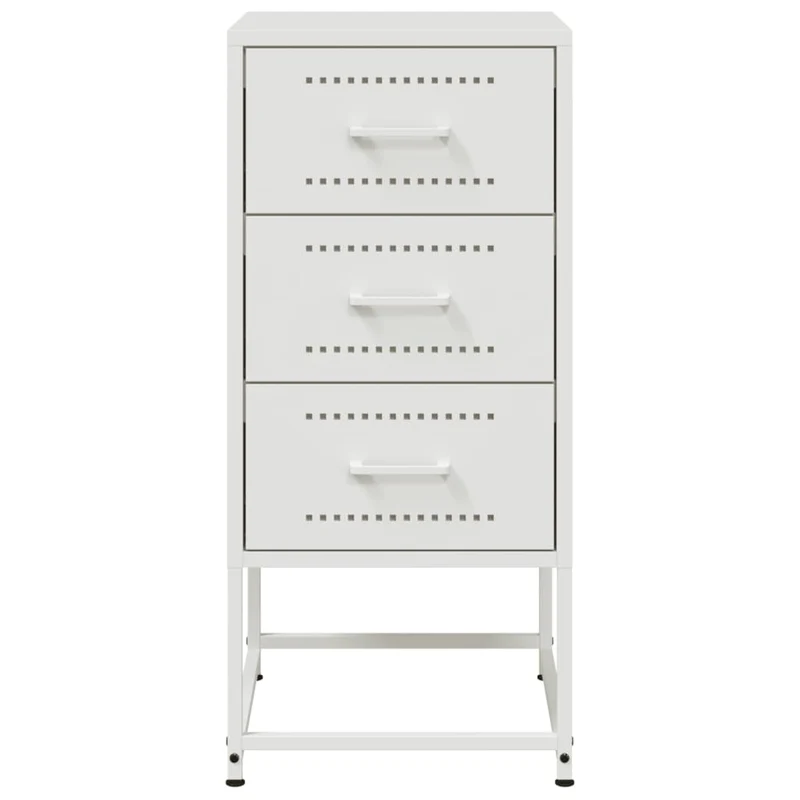 Table de chevet avec 3 tiroirs 36 x 39 x 78 cm en acier blanc DEC033316