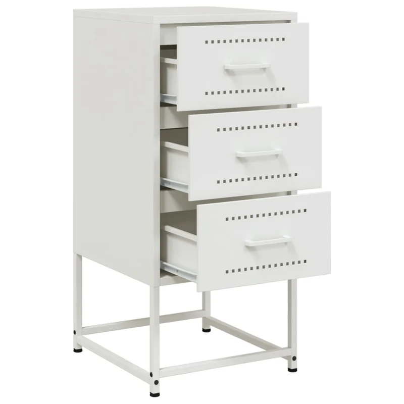 Table de chevet avec 3 tiroirs 36 x 39 x 78 cm en acier blanc DEC033316