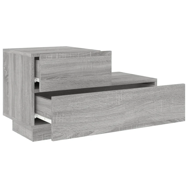 Table de chevet avec lumières LED et tiroirs 70x36x40,5 cm bois d'ingénierie gris DEC033200