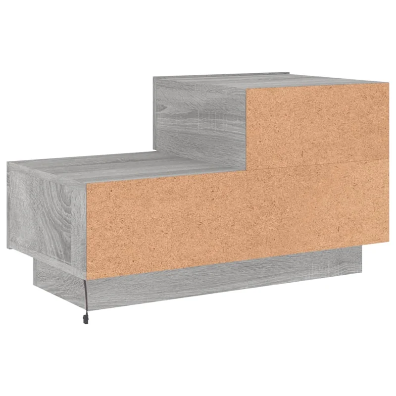 Table de chevet avec lumières LED et tiroirs 70x36x40,5 cm bois d'ingénierie gris DEC033200