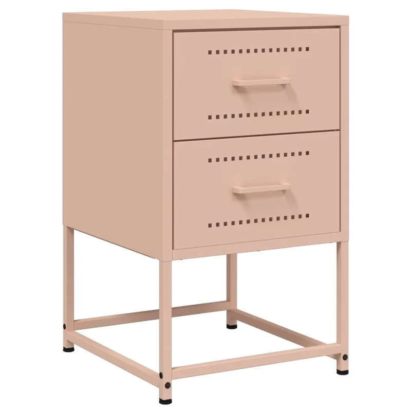 Table de chevet avec deux tiroirs 36 x 39 x 60,5 cm acier rose DEC034564