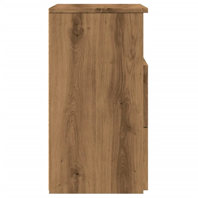 Table de chevet avec deux tiroirs et étagère 50 x 32 x 60 cm bois d'ingénierie couleur chêne DEC033533