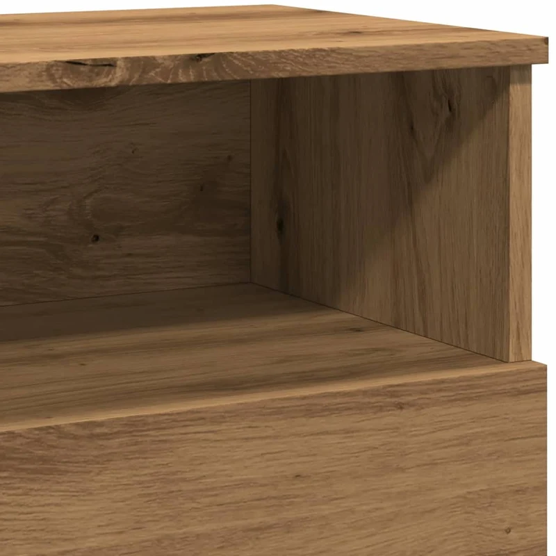 Table de chevet avec deux tiroirs et étagère 50 x 32 x 60 cm bois d'ingénierie couleur chêne DEC033533