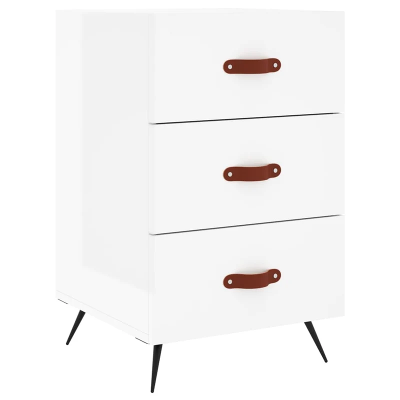 Table de chevet avec 3 tiroirs 40 x 40 x 66 cm bois d'ingénierie blanc brilliant DEC033497