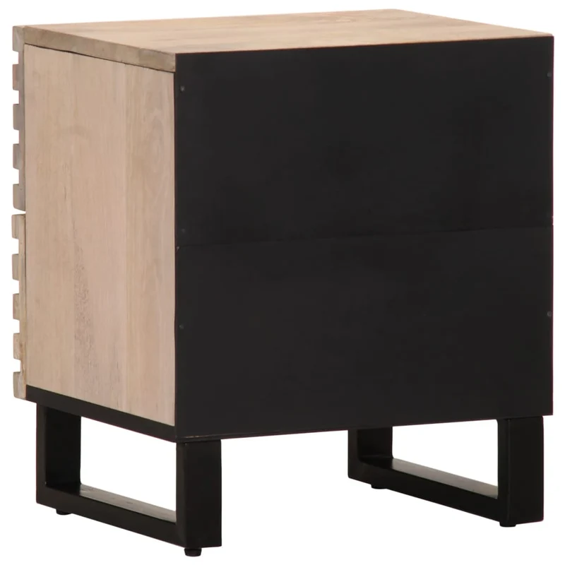 Table de chevet avec deux tiroirs 40 x 34 x 46 cm bois de manguier massif marron blanchi DEC032989