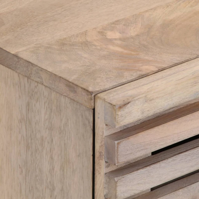Table de chevet avec deux tiroirs 40 x 34 x 46 cm bois de manguier massif marron blanchi DEC032989
