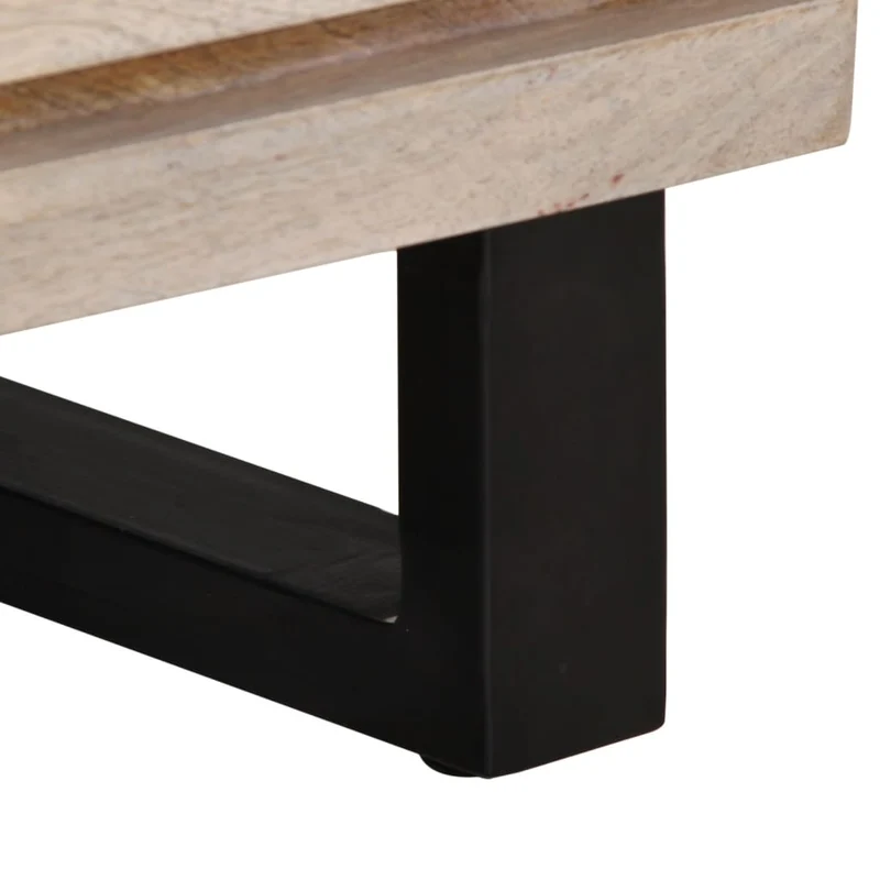 Table de chevet avec deux tiroirs 40 x 34 x 46 cm bois de manguier massif marron blanchi DEC032989