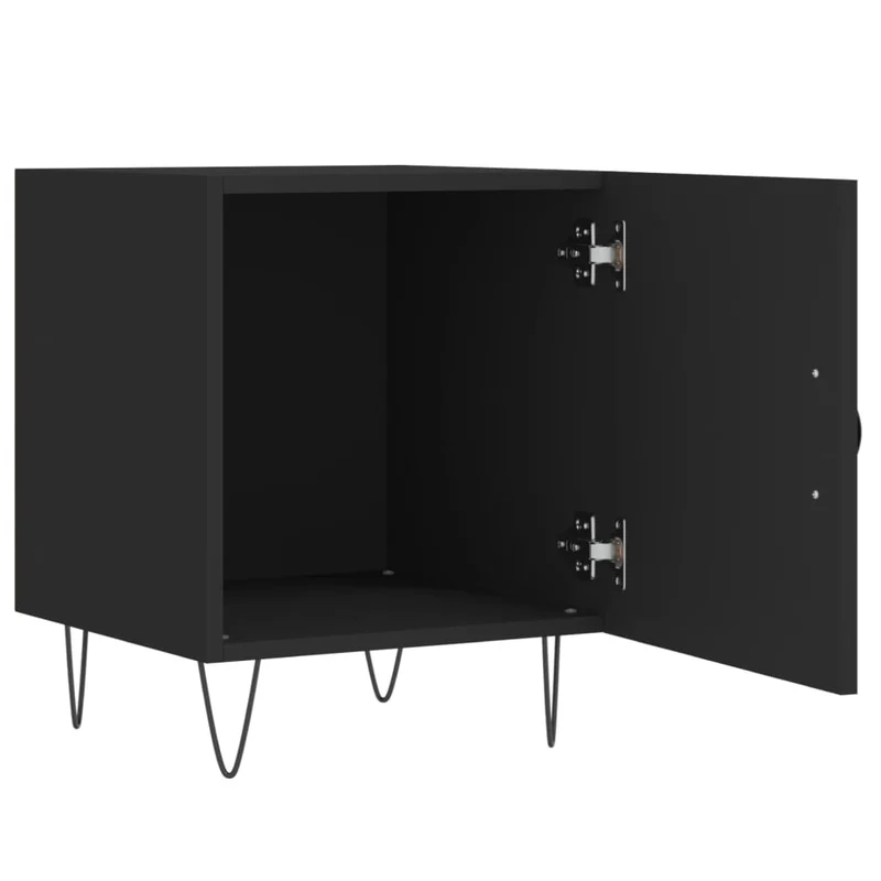 Table de chevet avec compartiment avec porte 40 x 40 x 50 cm bois d’ingénierie noir et fer DEC034462