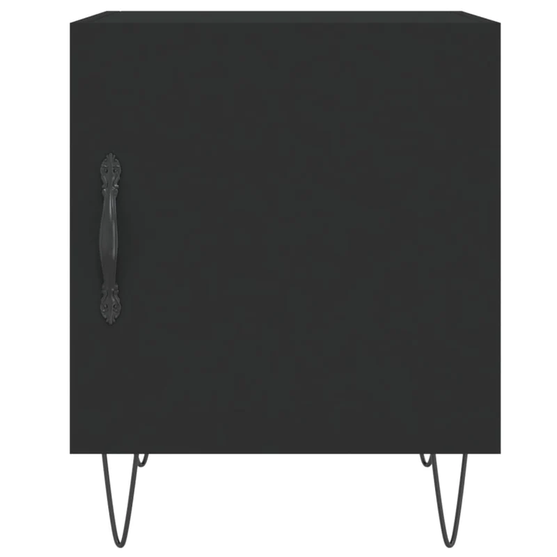 Table de chevet avec compartiment avec porte 40 x 40 x 50 cm bois d’ingénierie noir et fer DEC034462