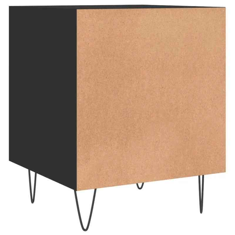 Table de chevet avec compartiment avec porte 40 x 40 x 50 cm bois d’ingénierie noir et fer DEC034462