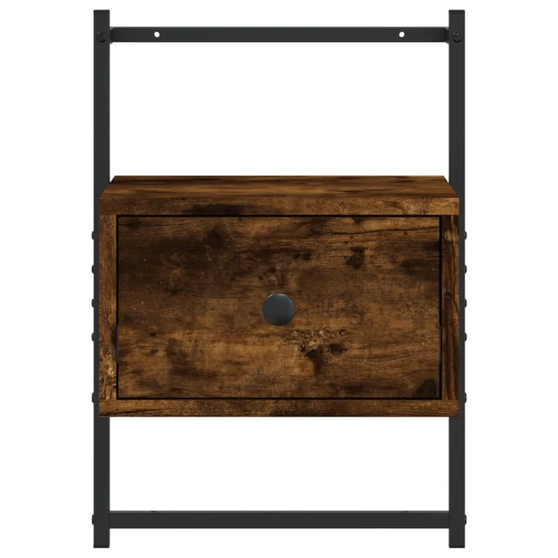 Table de chevet murale avec tiroir 35 x 30 x 51 cm cm bois d'ingénierie marron et métal DEC034253