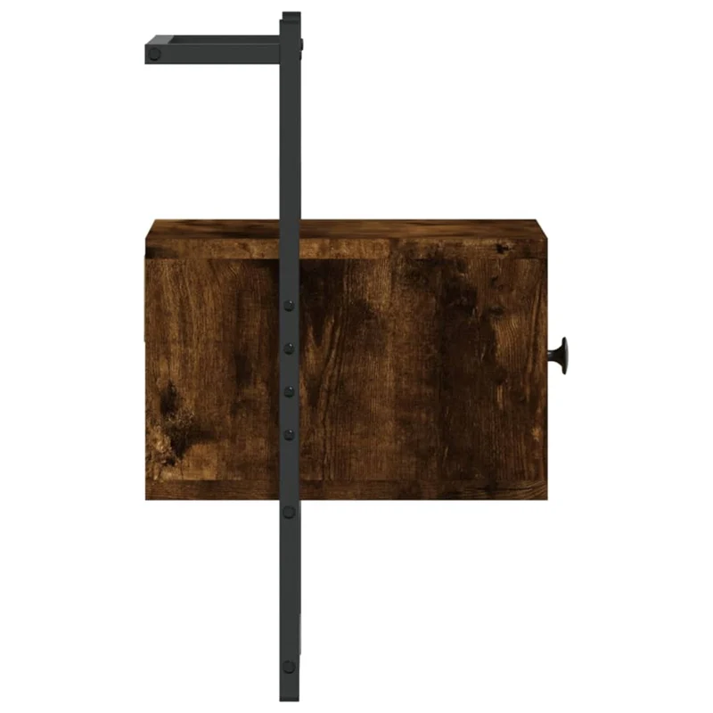 Table de chevet murale avec tiroir 35 x 30 x 51 cm cm bois d'ingénierie marron et métal DEC034253