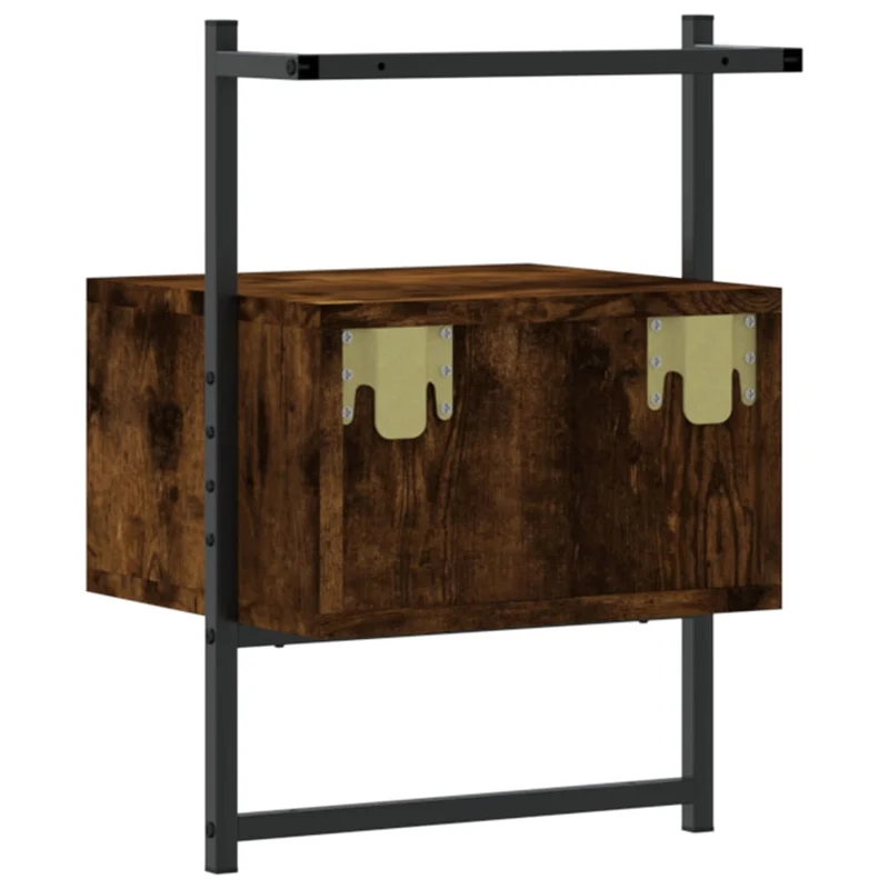 Table de chevet murale avec tiroir 35 x 30 x 51 cm cm bois d'ingénierie marron et métal DEC034253