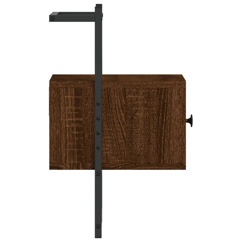 Table de chevet murale avec tiroir 35 x 30 x 51 cm bois d'ingénierie marron et métal DEC034246