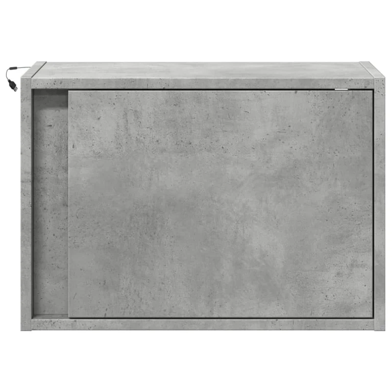 Table de chevet murale avec lumières LED avec compartiment avec porte en bois d'ingénierie gris DEC034201