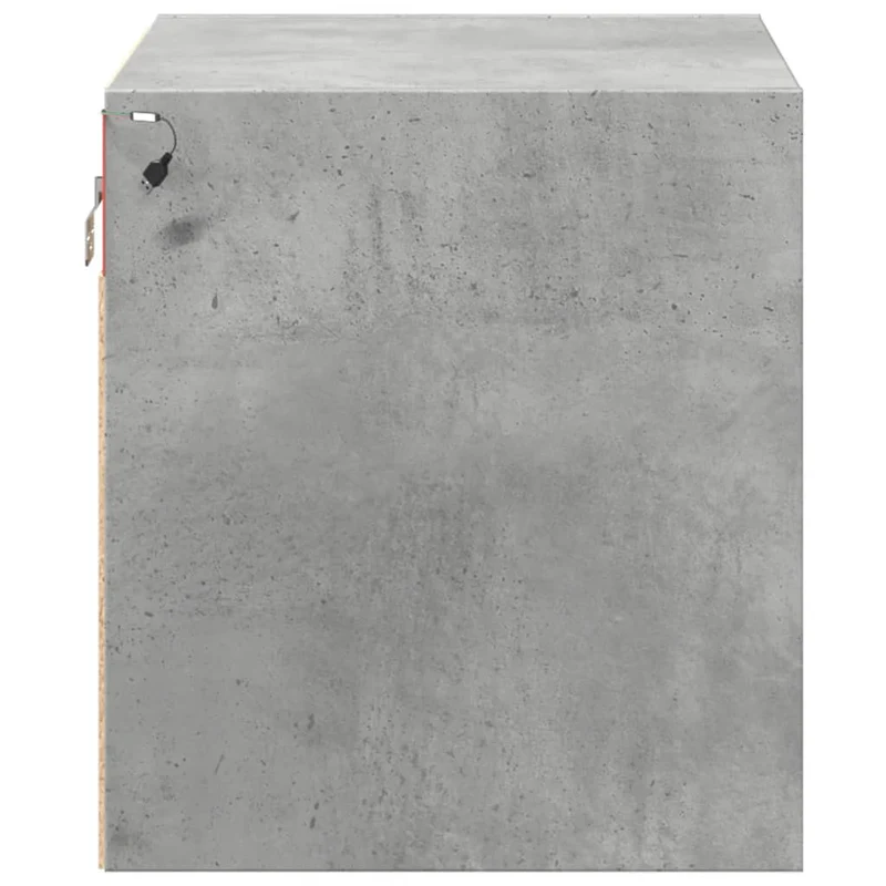 Table de chevet murale avec lumières LED avec compartiment avec porte en bois d'ingénierie gris DEC034201