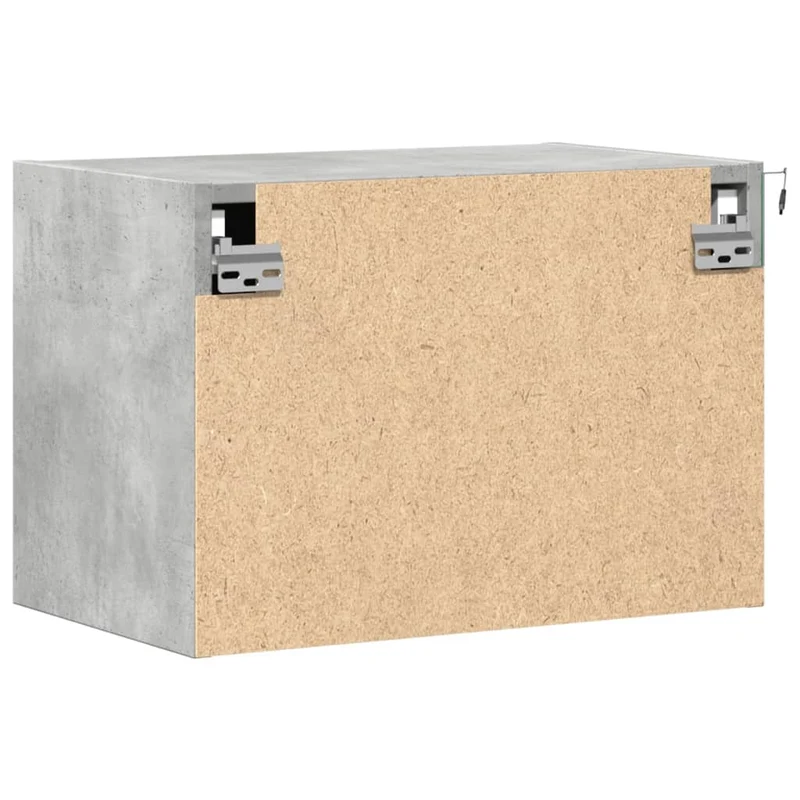 Table de chevet murale avec lumières LED avec compartiment avec porte en bois d'ingénierie gris DEC034201