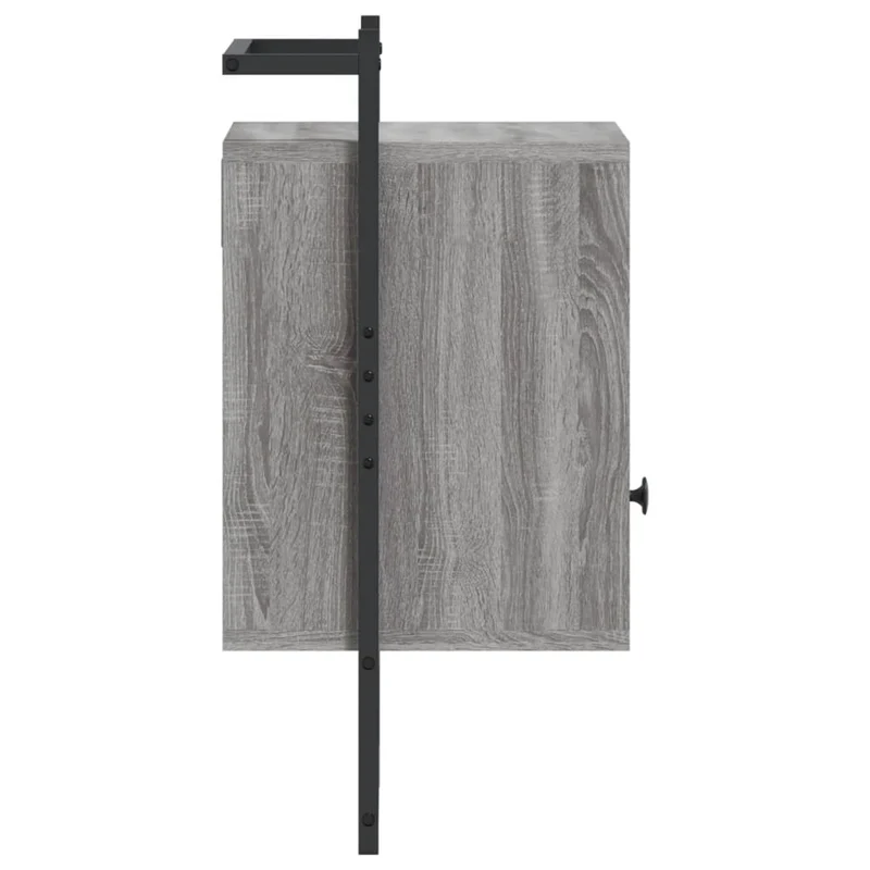 Set de 2 tables de chevet murale avec tiroir et compartiment 40 x 30 x 61 cm bois d'ingénierie gris et métal DEC034158