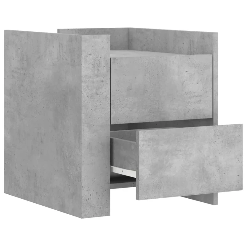 Table de chevet avec deux tiroirs 45 x 50 x 50 cm bois d'ingénierie gris DEC034044