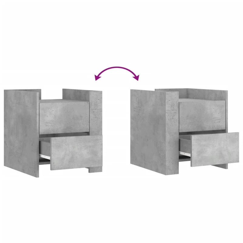 Table de chevet avec deux tiroirs 45 x 50 x 50 cm bois d'ingénierie gris DEC034044