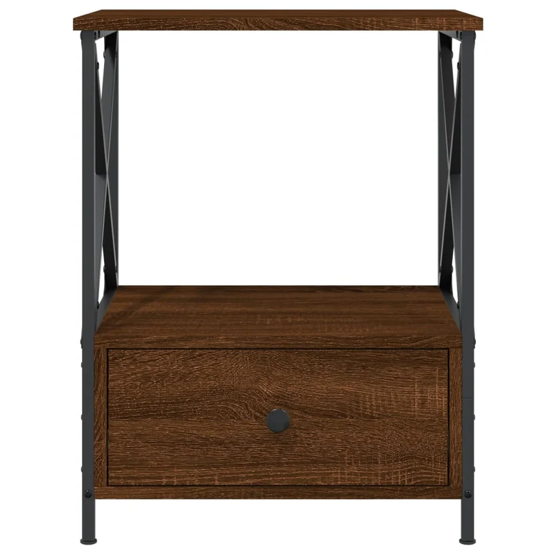 Table de chevet avec tiroir et étagère 50 x 41 x 65 cm bois d'ingénierie marron et fer DEC033786