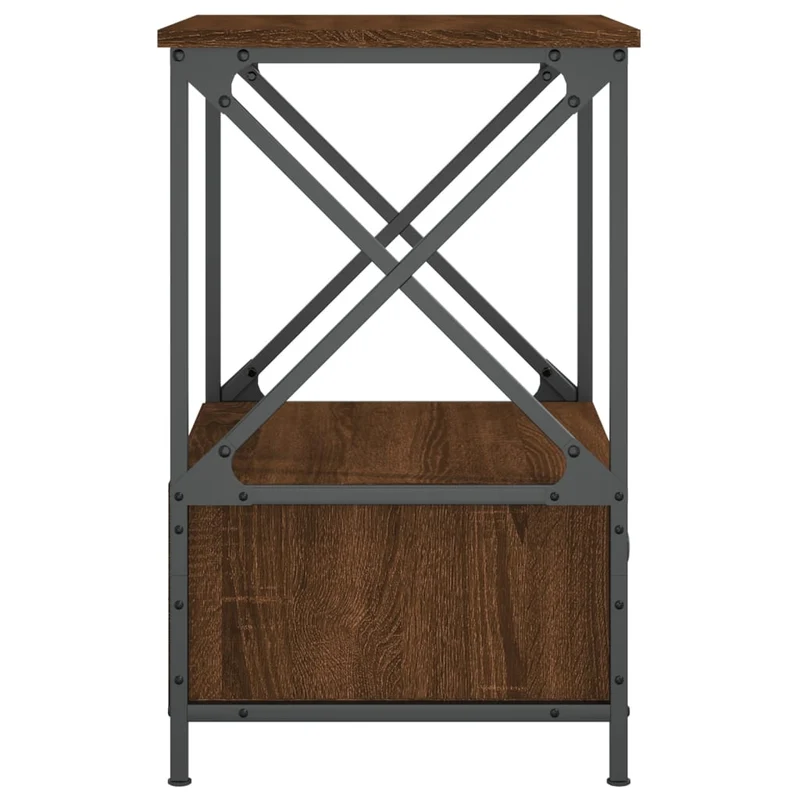Table de chevet avec tiroir et étagère 50 x 41 x 65 cm bois d'ingénierie marron et fer DEC033786