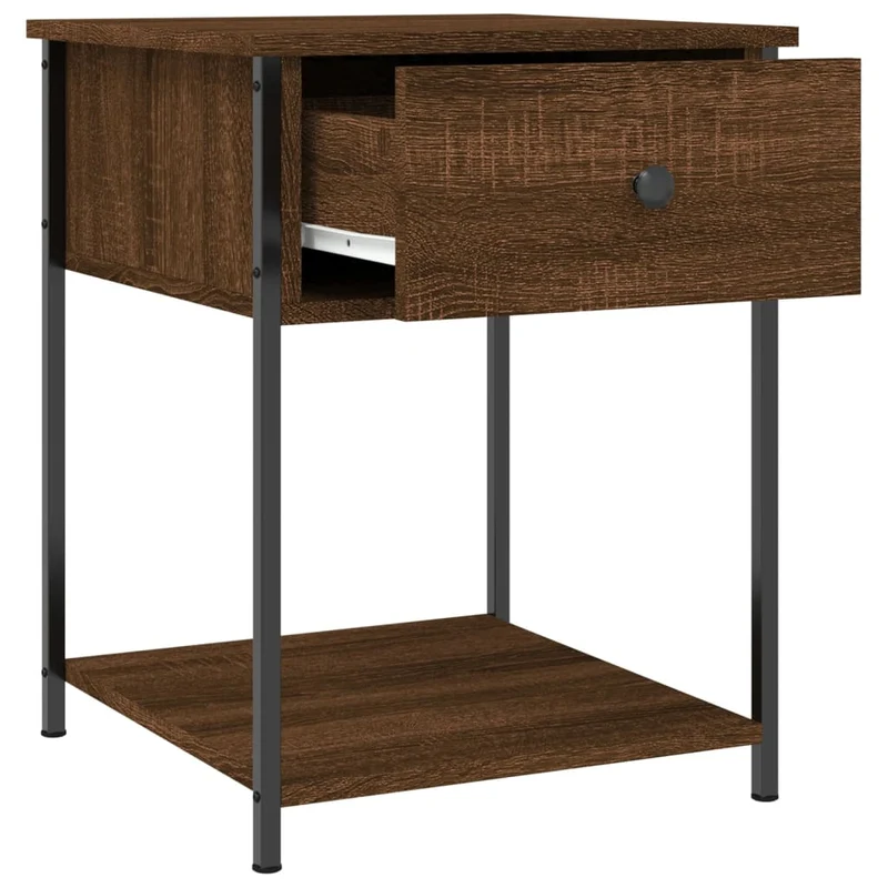 Table de chevet avec tiroir et étagère 44 x 45 x 58 cm bois d'ingénierie marron et fer DEC033774