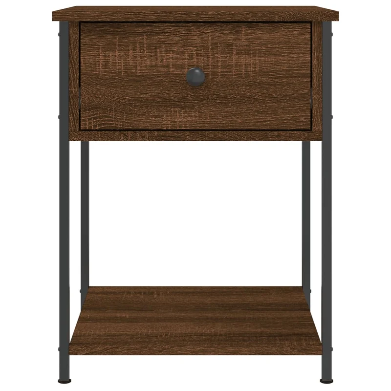Table de chevet avec tiroir et étagère 44 x 45 x 58 cm bois d'ingénierie marron et fer DEC033774
