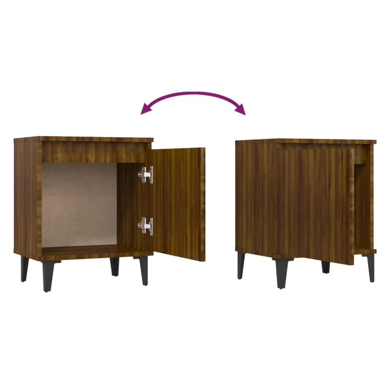 Table de chevet avec pieds en métal 40 x 30 x 50 cm bois d'ingénierie marron et métal DEC033238