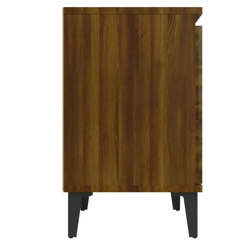 Table de chevet avec pieds en métal 40 x 30 x 50 cm bois d'ingénierie marron et métal DEC033238
