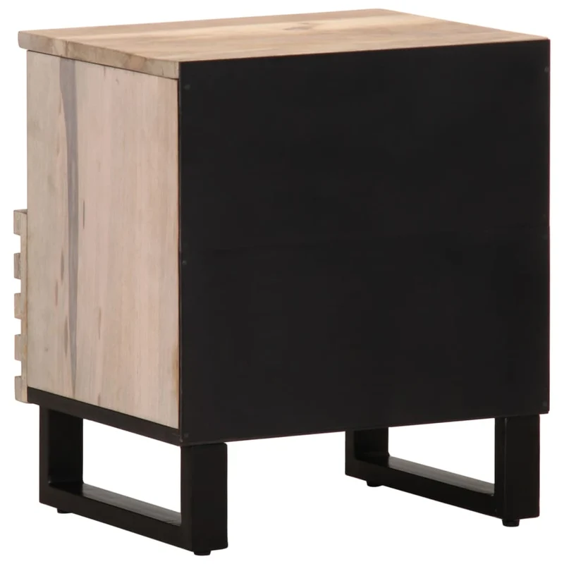 Table de chevet avec tiroir et compartiment ouvert 40 x 34 x 46 cm bois de manguier massif maron blanchi et acier DEC032988