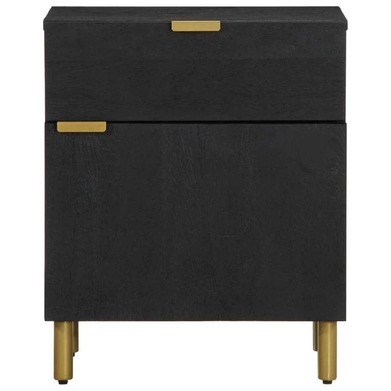 Table de chevet avec tiroir et compartiment avec porte 50 x 33 x 60 cm bois d'ingénierie noir DEC034497