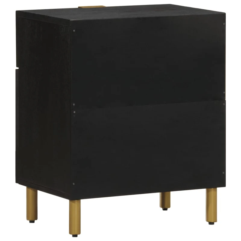 Table de chevet avec tiroir et compartiment avec porte 50 x 33 x 60 cm bois d'ingénierie noir DEC034497