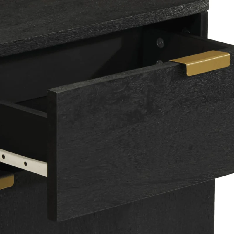 Table de chevet avec tiroir et compartiment avec porte 50 x 33 x 60 cm bois d'ingénierie noir DEC034497