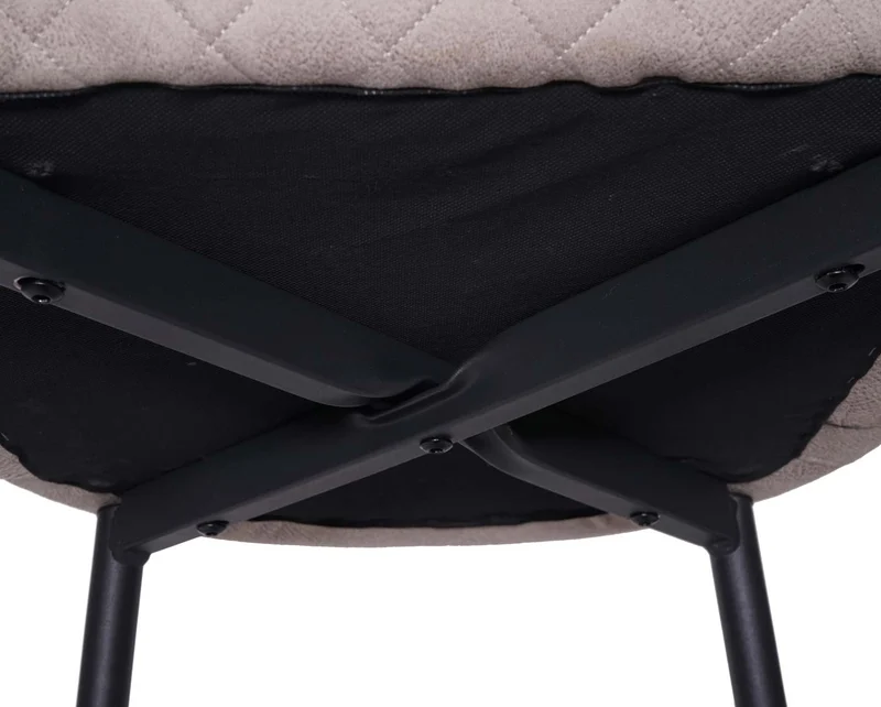 Tabouret de bar chaise haute de comptoir en tissu gris design rétro cadre en métal 04_0001242