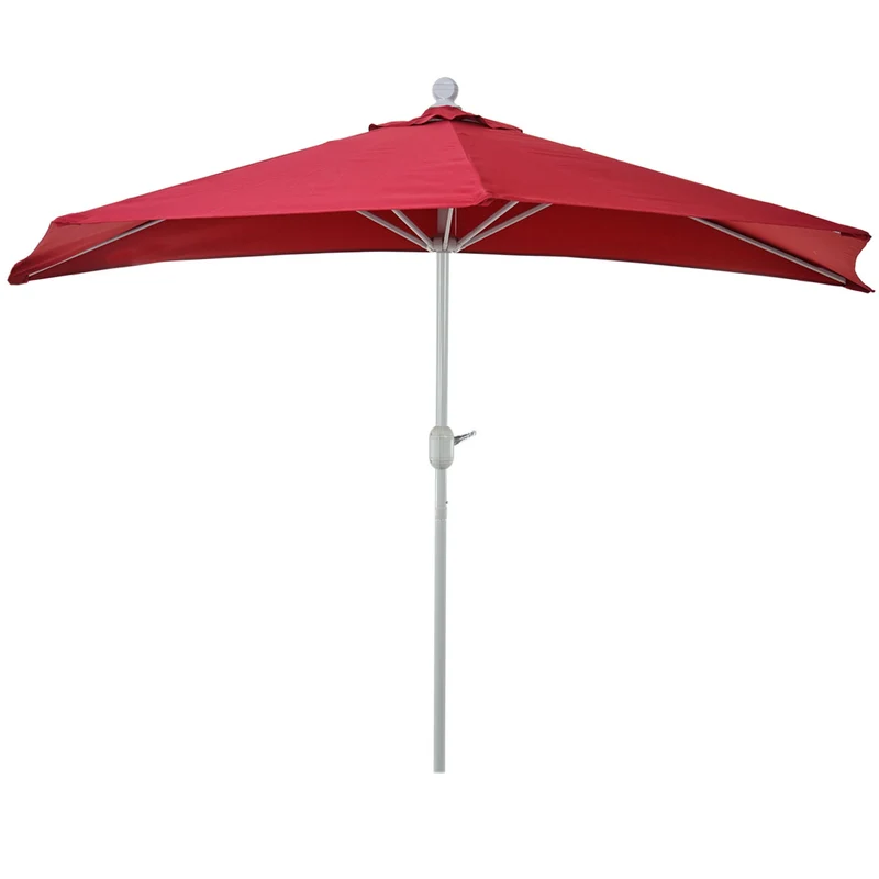 Demi parasol semi-circulaire balcon terrasse UV 50+ polyester/aluminium 3kg avec une portée de 300 cm bordeaux sans support 04_0003846