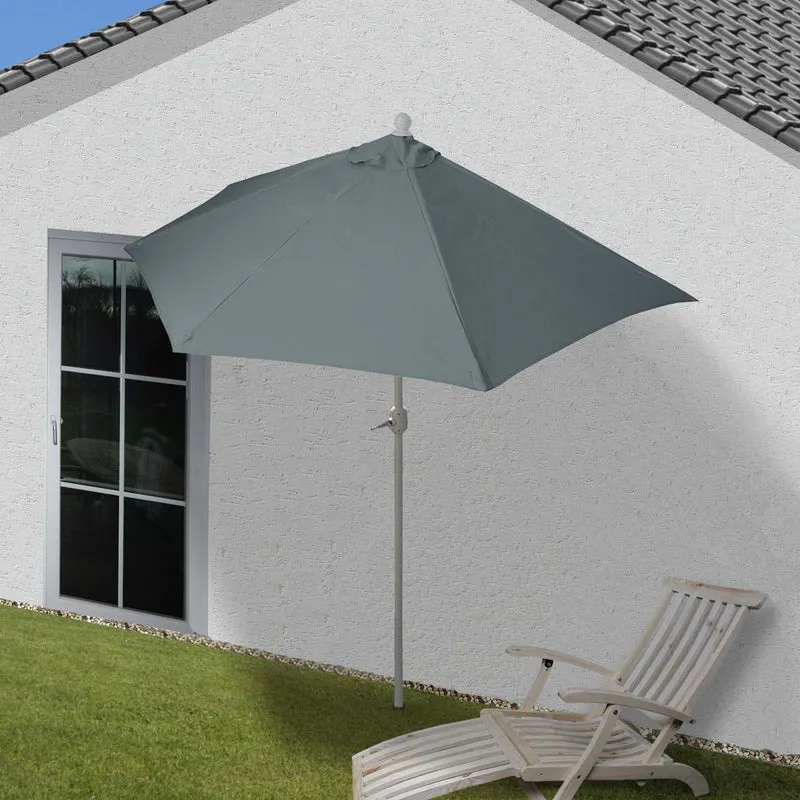 Demi parasol semi-circulaire balcon terrasse UV 50+ polyester/aluminium 3kg avec une portée de 270 cm anthracite sans support 04_0003900