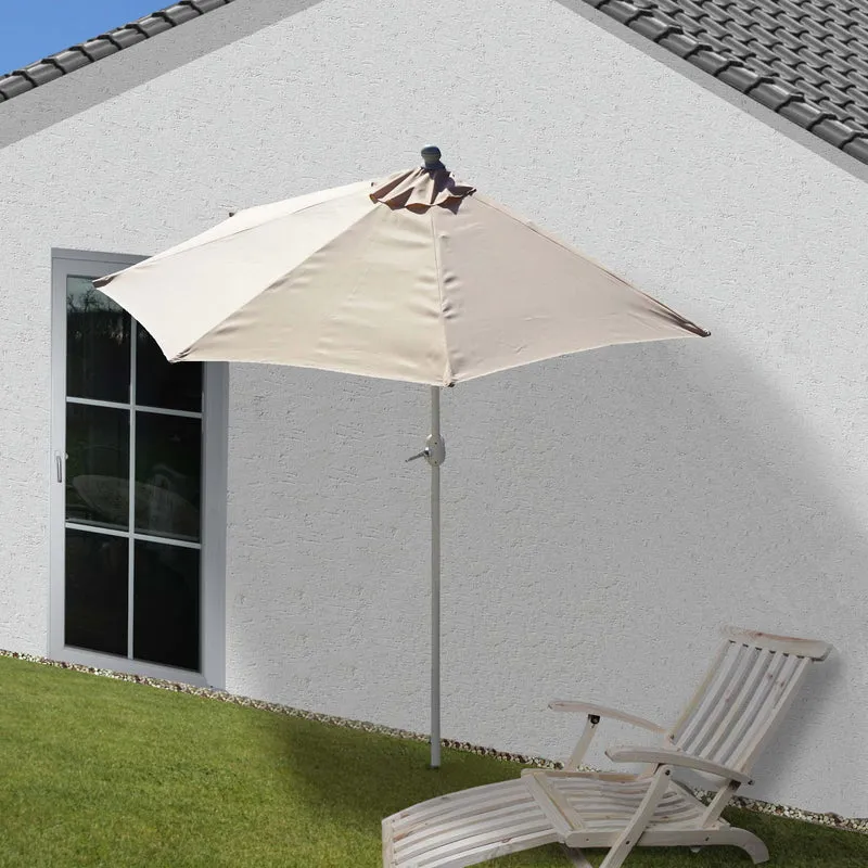 Demi parasol semi-circulaire balcon terrasse UV 50+ polyester/aluminium 3kg avec une portée de 270 cm crème sans support 04_0003850